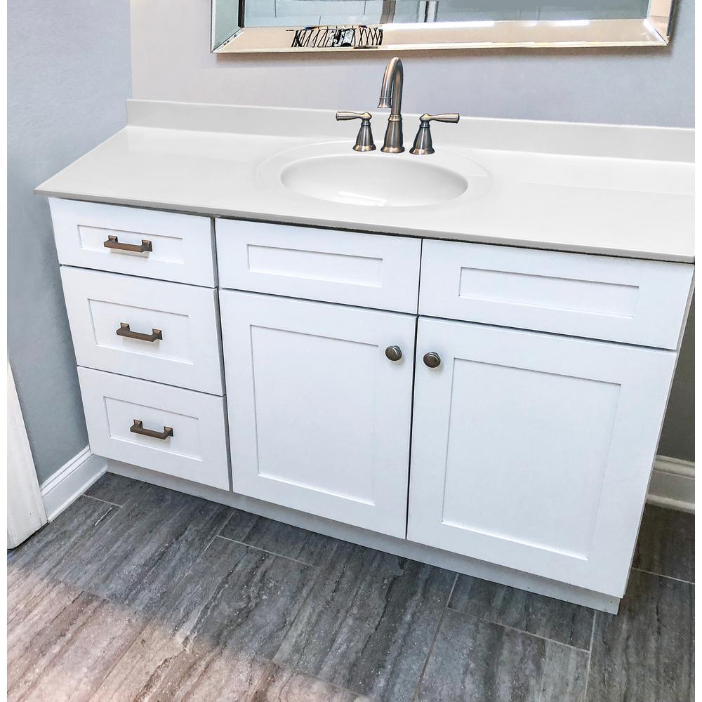49 in. W x 22 in. D Cultured Marble Vanity Top in Solid White with Solid White Basin - Super Arbor