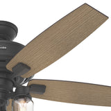 Hunter Lincoln Edison Style LED 52-in Matte Black Indoor Ceiling Fan with Light Kit, 5-Blade