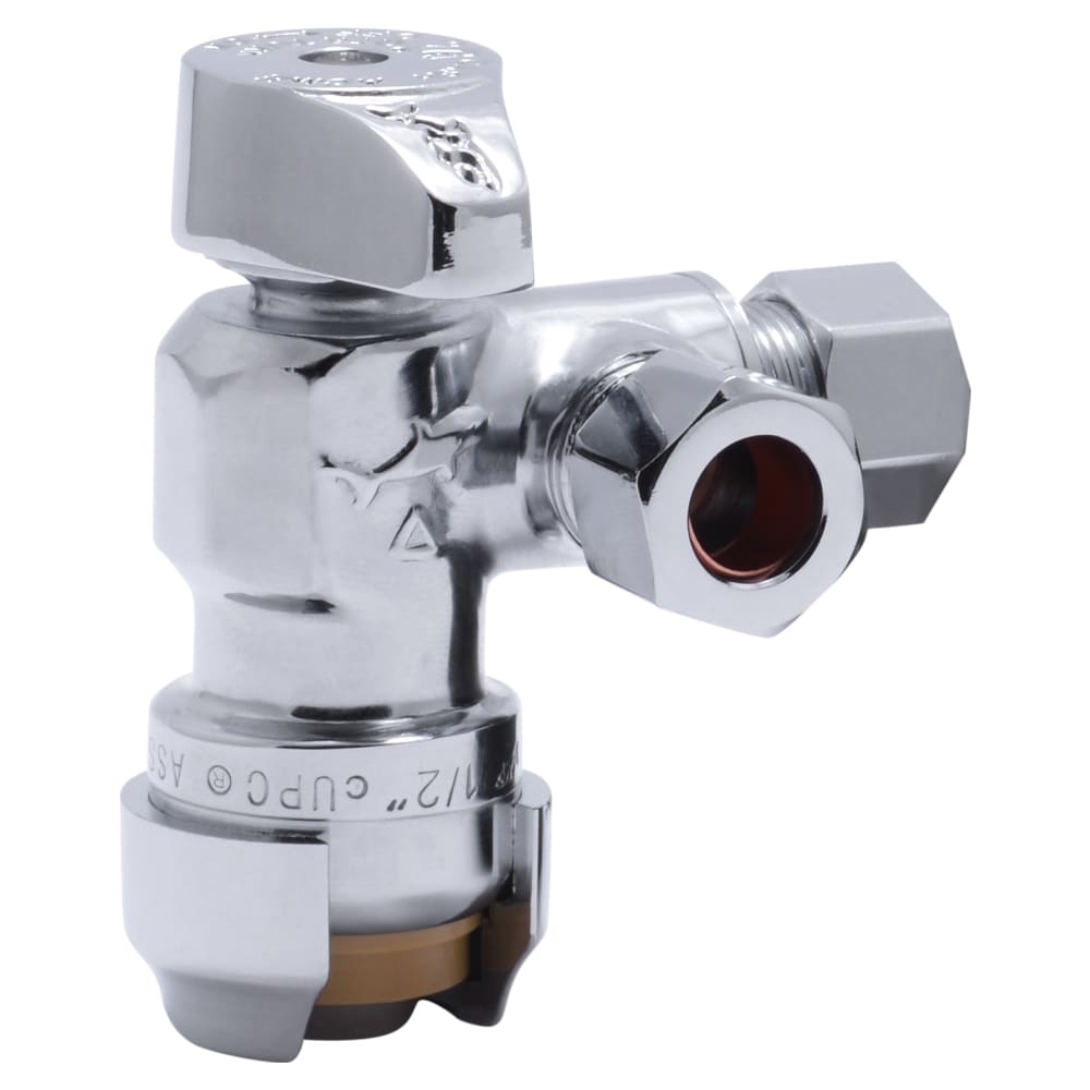 SharkBite Brass 1/2-in Push-to-Connect x 3/8-in OD Compression Quarter Turn Angle Valve
