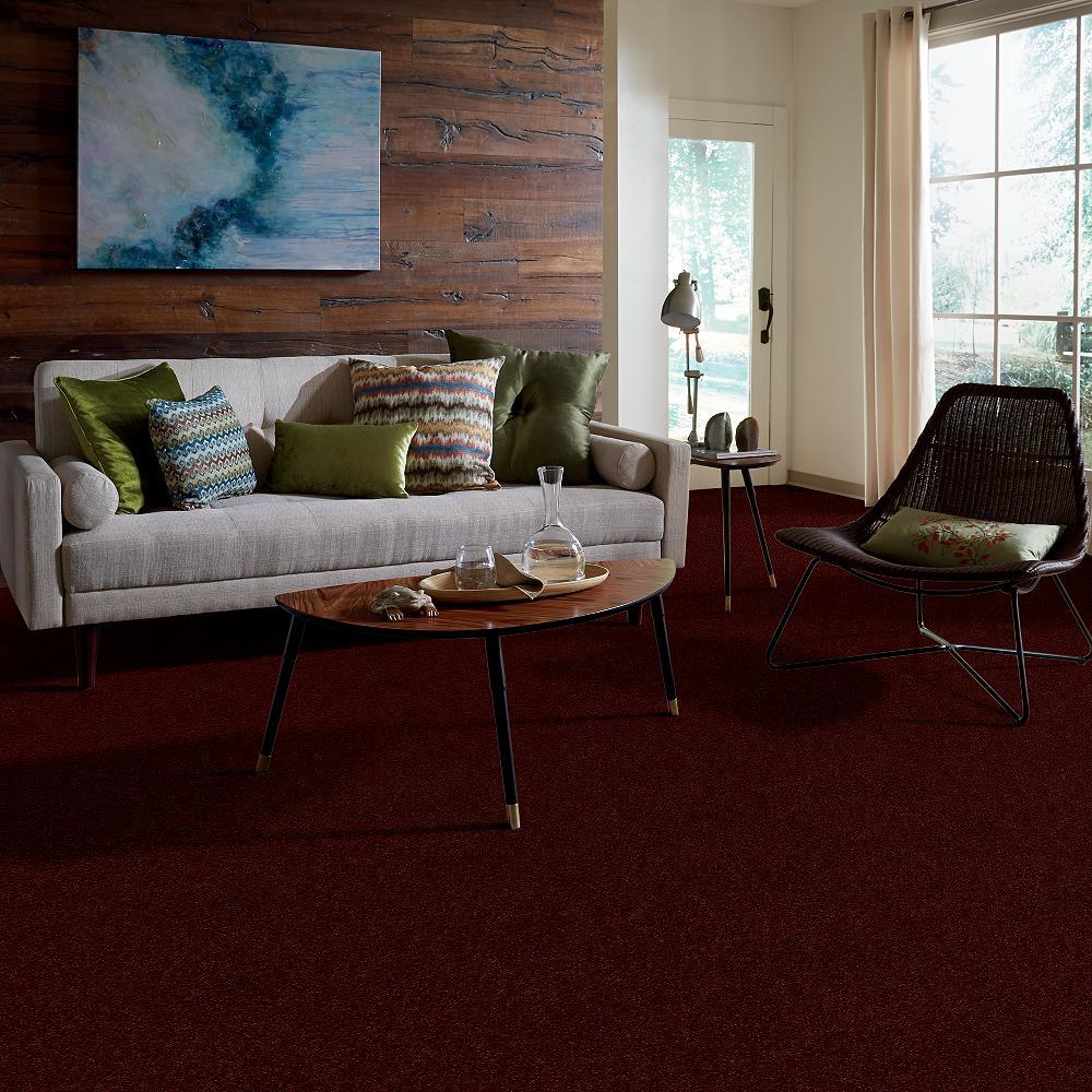 STAINMASTER Essentials Intuition II 15-ft Apache Red Textured Indoor Carpet
