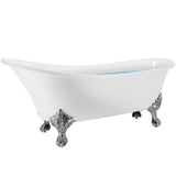 Clawfoot Bathtub - 69 in. Glossy White Acrylic Bathtub - Modern Flat Bottom Stand Alone Tub - Luxurious SPA Tub - Super Arbor