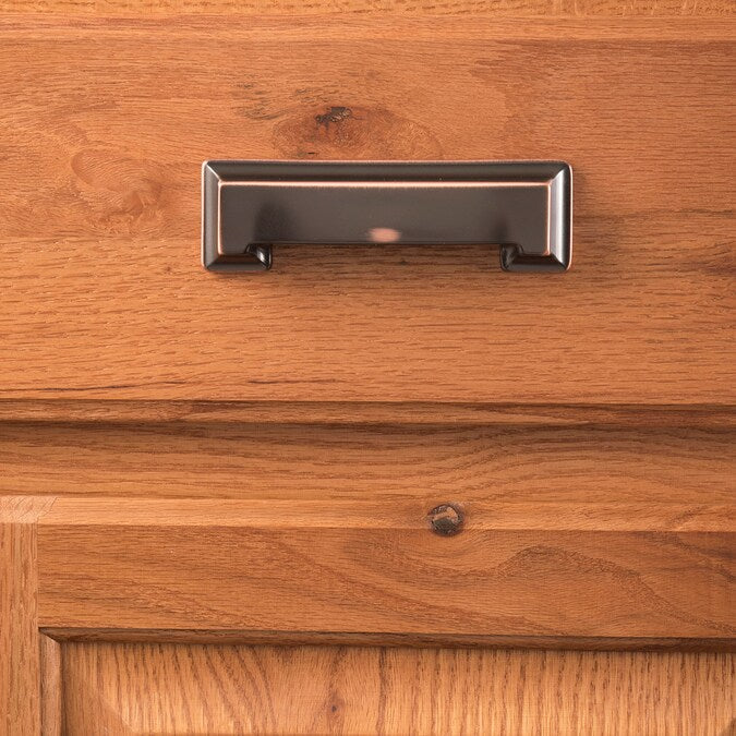 Hickory Hardware Studio 3-in or 3-3/4-in (96mm) Center to Center Oil-Rubbed Bronze Highlighted Rectangular Cup Drawer Pull
