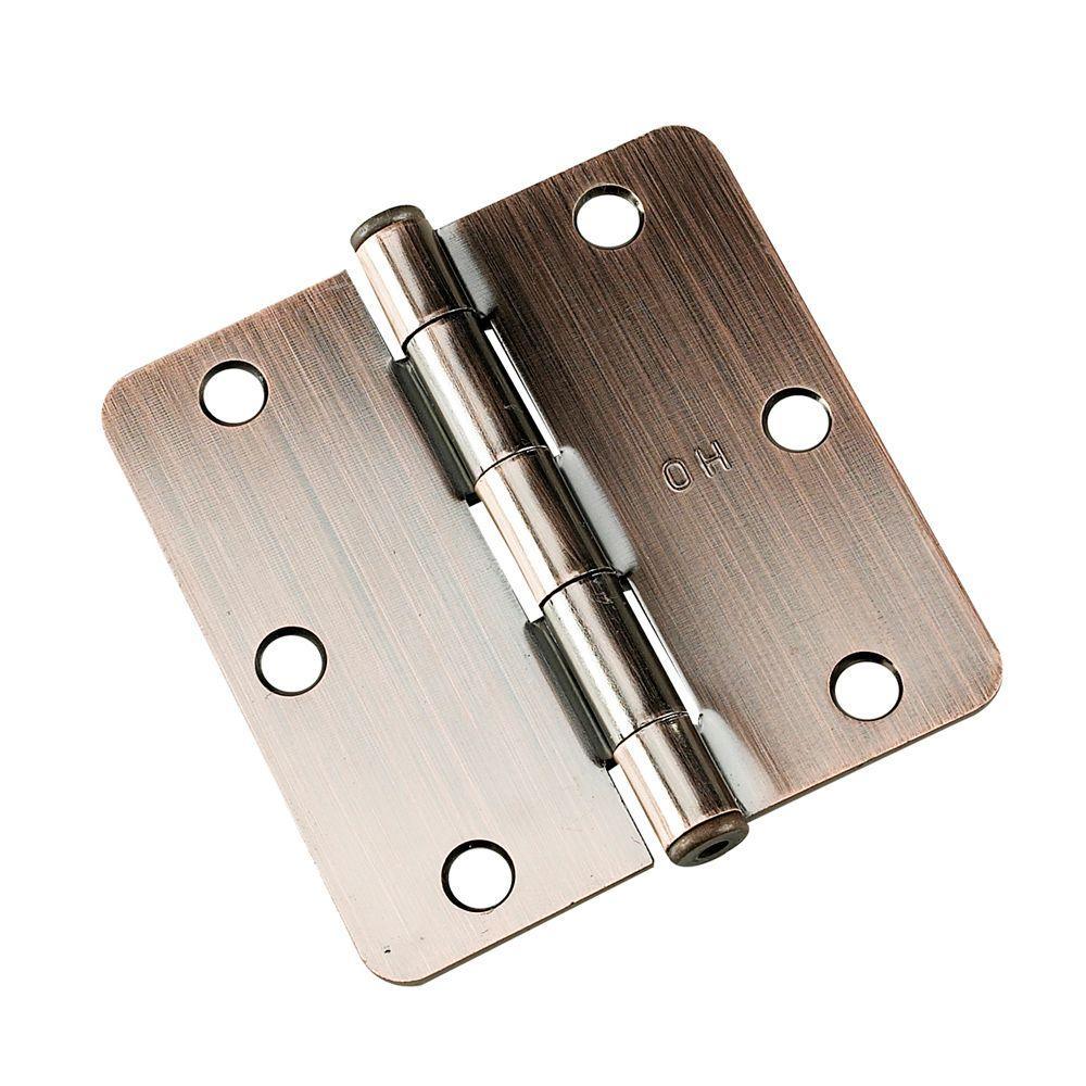 (2-Pack) 3-1/2 in. x 3-1/2 in. Brushed Nickel Full Mortise Butt Hinge with 1/4 in. Radius - Super Arbor