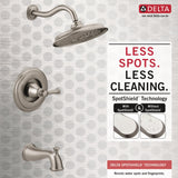 Delta Valdosta with H2Okinetic Technology SpotShield Stainless 1-Handle Bathtub and Shower Faucet with Valve