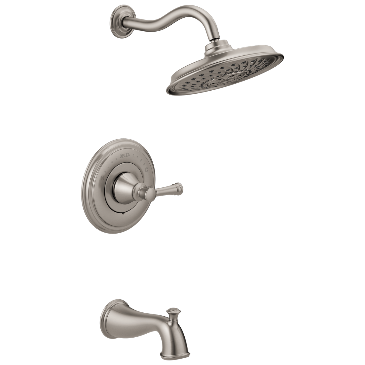 Delta Valdosta with H2Okinetic Technology SpotShield Stainless 1-Handle Bathtub and Shower Faucet with Valve