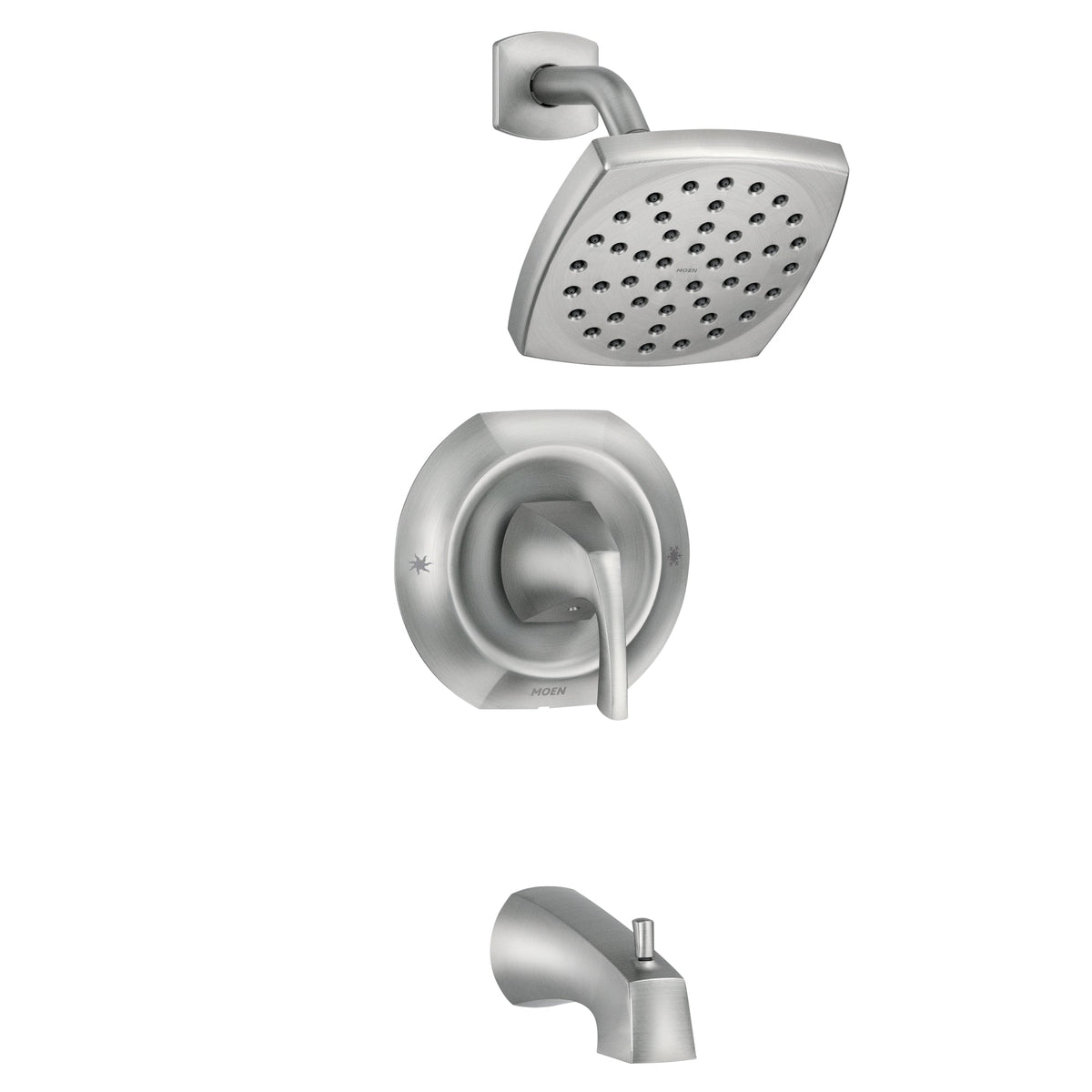 Moen Lindor Spot Resist Brushed Nickel 1-Handle Bathtub and Shower Faucet with Valve