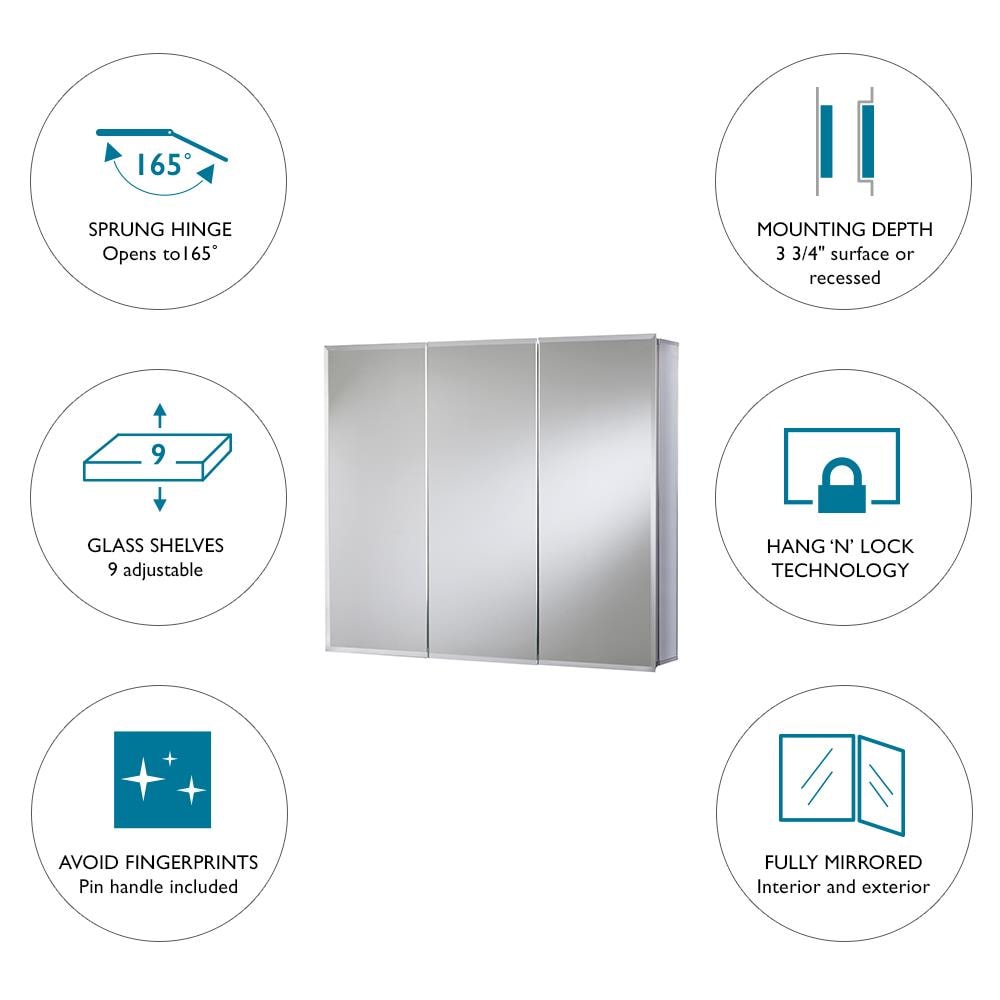 Jacuzzi 30-in x 26-in Rectangle Surface/Recessed Mirrored Medicine Cabinet