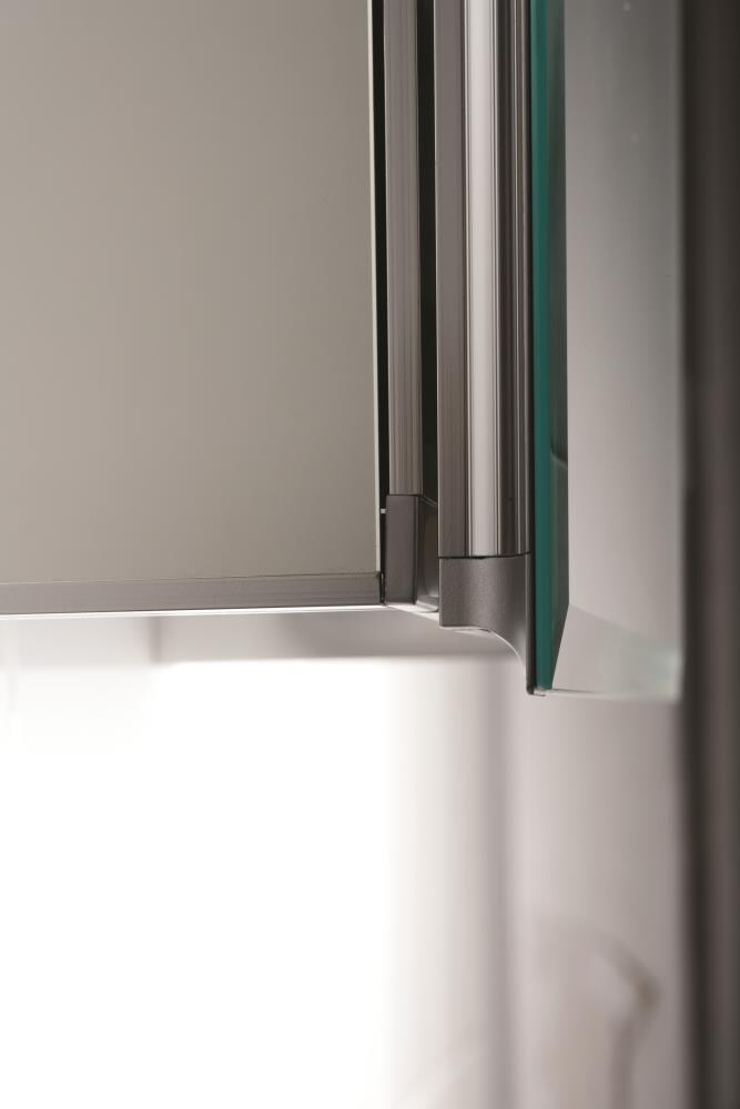 JACUZZI 21 in. x 31 in. Recessed or Surface-Mount Single-Door Oval Medicine Cabinet, Aluminum