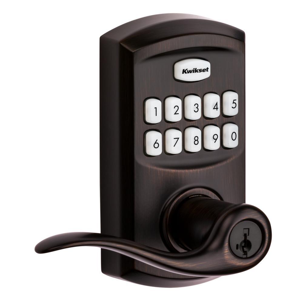 917 SmartCode Satin Nickel Electronic Single-Cylinder Tustin Door Lever Featuring SmartKey Security - Super Arbor