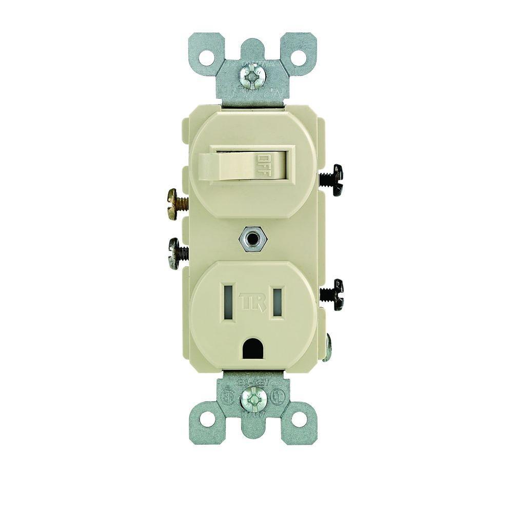 15 Amp Tamper-Resistant Combination Switch and Outlet, White - Super Arbor