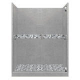 Del Mar Grand Hinged 36 in. x 54 in. x 80 in. Center Drain Alcove Shower Kit in Natural Buff and Satin Nickel Hardware - Super Arbor