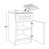 Home Decorators Collection Grayson 21 in. W x 24 in. D x 34.5 in. H Assembled Plywood Base Kitchen Cabinet in Mythic Blue with Cutlery Soft Cls RH