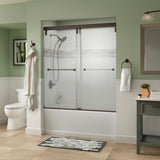 Everly 60 in. x 59-1/4 in. Mod Semi-Frameless Sliding Bathtub Door in Bronze and 1/4 in. (6mm) Niebla Glass - Super Arbor