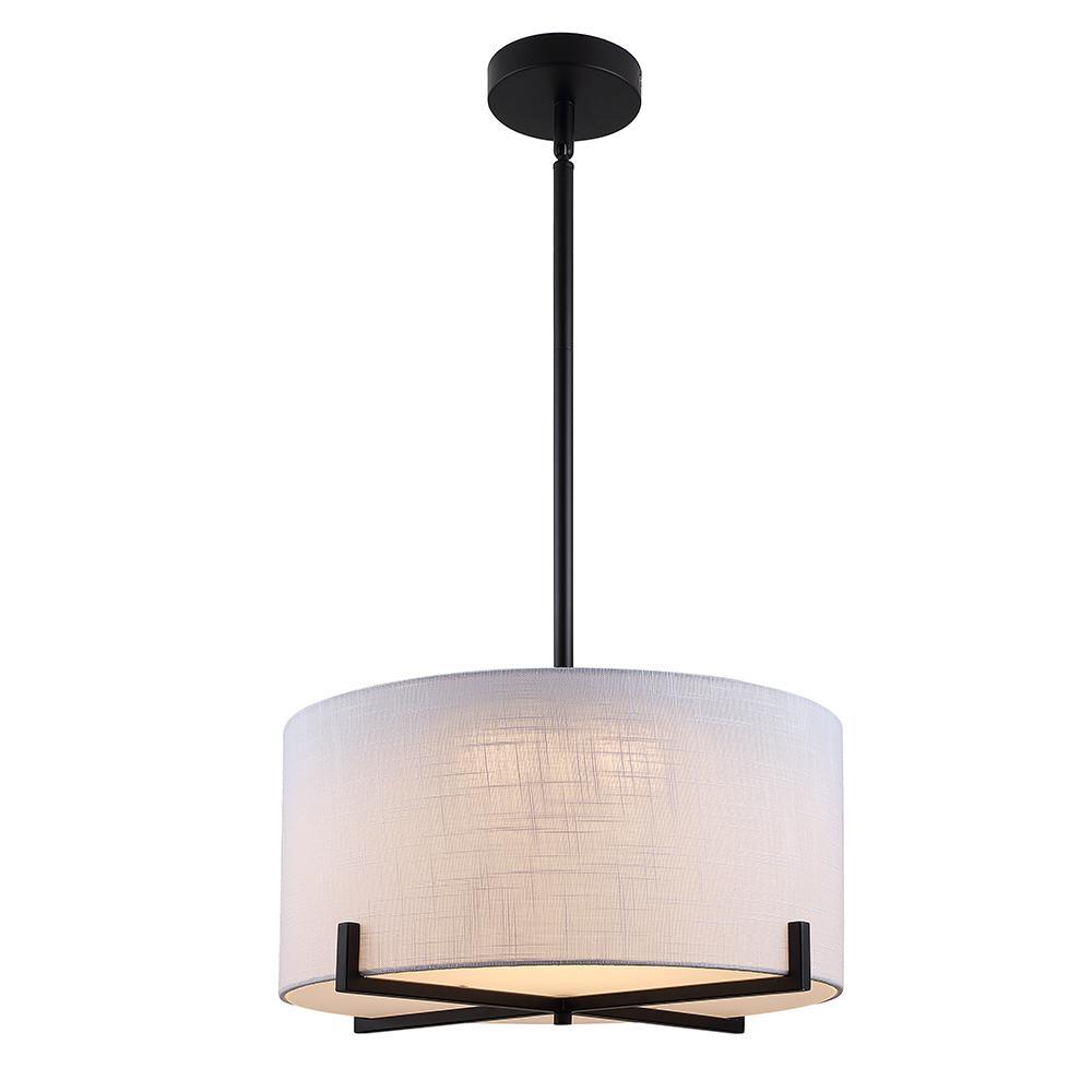 35-Watt Matte Black Integrated LED Pendant with Fabric Shade - Super Arbor