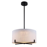35-Watt Matte Black Integrated LED Pendant with Fabric Shade - Super Arbor