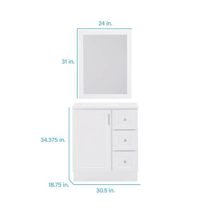 Style Selections Davies 30-in White Single Sink Bathroom Vanity with White Cultured Marble Top (Mirror Included)