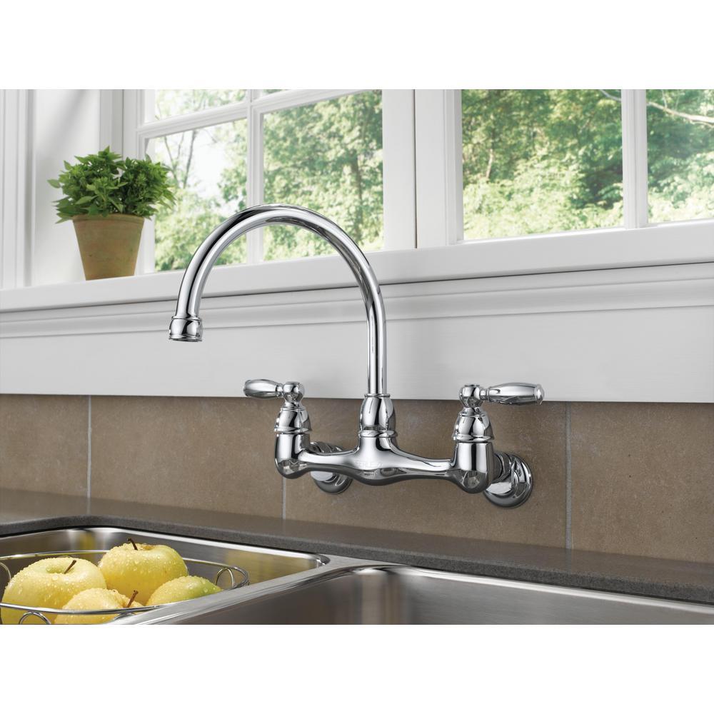 Choice 2-Handle Wall Mount Kitchen Faucet in Chrome - Super Arbor