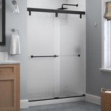 Lyndall 60 in. x 71-1/2 in. Frameless Mod Soft-Close Sliding Shower Door in Matte Black with 1/4 in. (6 mm) Clear Glass - Super Arbor