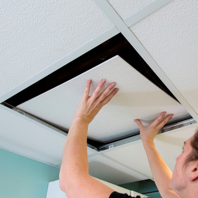 Genesis 4-ft x 2-ft Stucco Pro Black PVC Drop Ceiling Tile (1-Pack, 8-sq ft / Case)