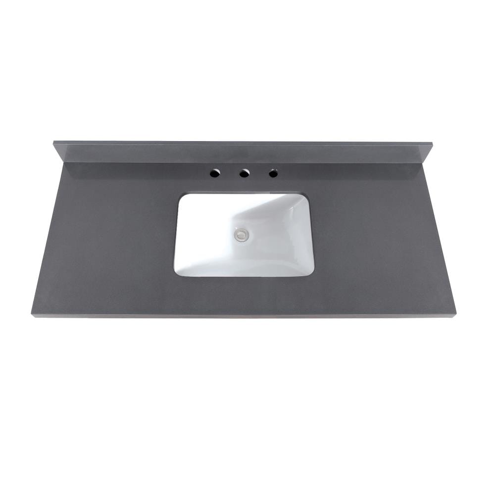 Avanity 49-in Gray Quartz Bathroom Vanity Top with Rectangular Undermount Sink and 4-in Backsplash