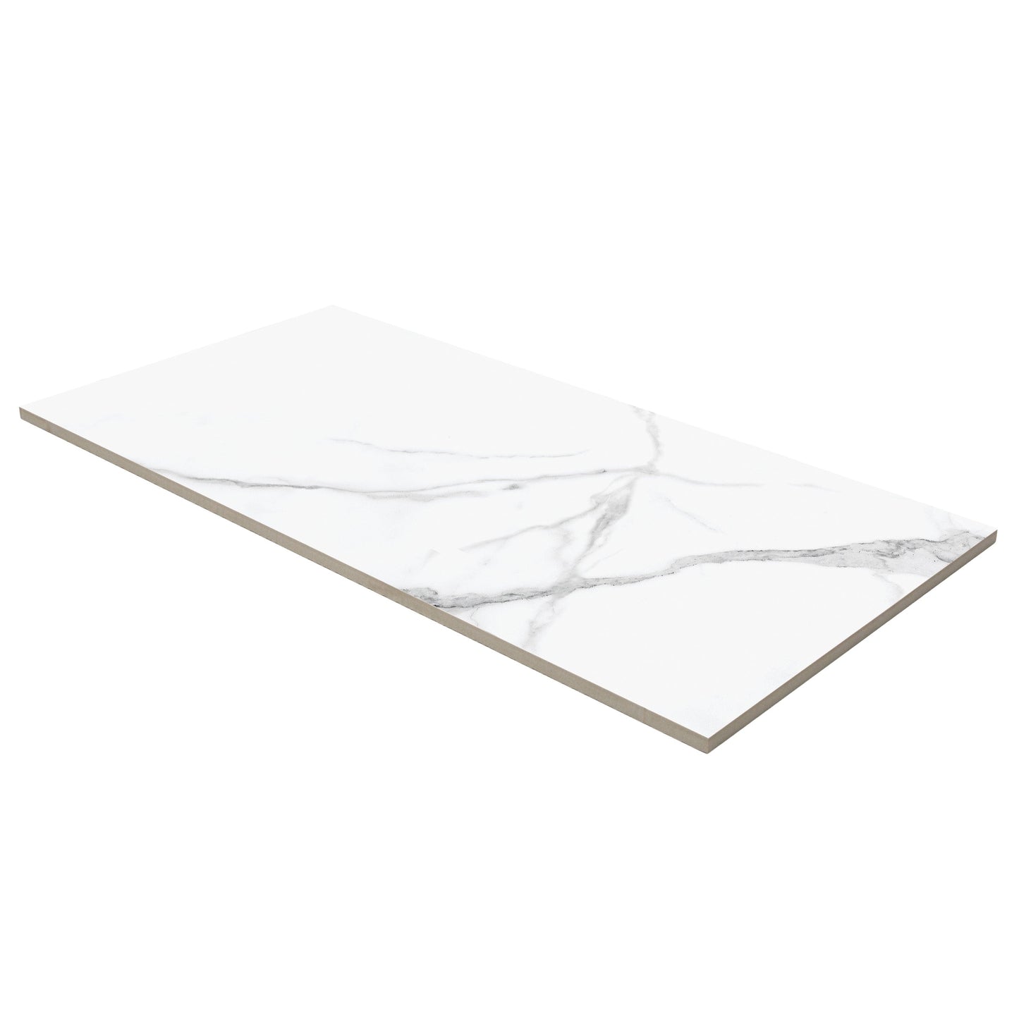Satori Statuario 12-in x 24-in Polished Porcelain Marble Look Floor and Wall Tile (1.93-sq. ft/ Piece)