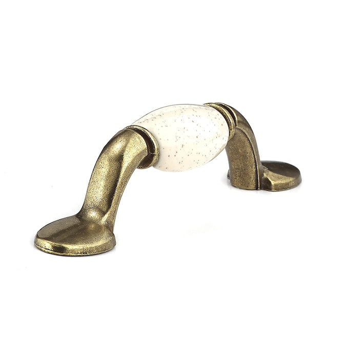 Richelieu 3-in (76mm) Center to Center Oatmeal and Burnished Brass Arch Handle Drawer Pull
