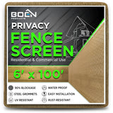 BOEN 6-ft H x 100-ft W Beige Polyethelene Chain Link Fence Screen