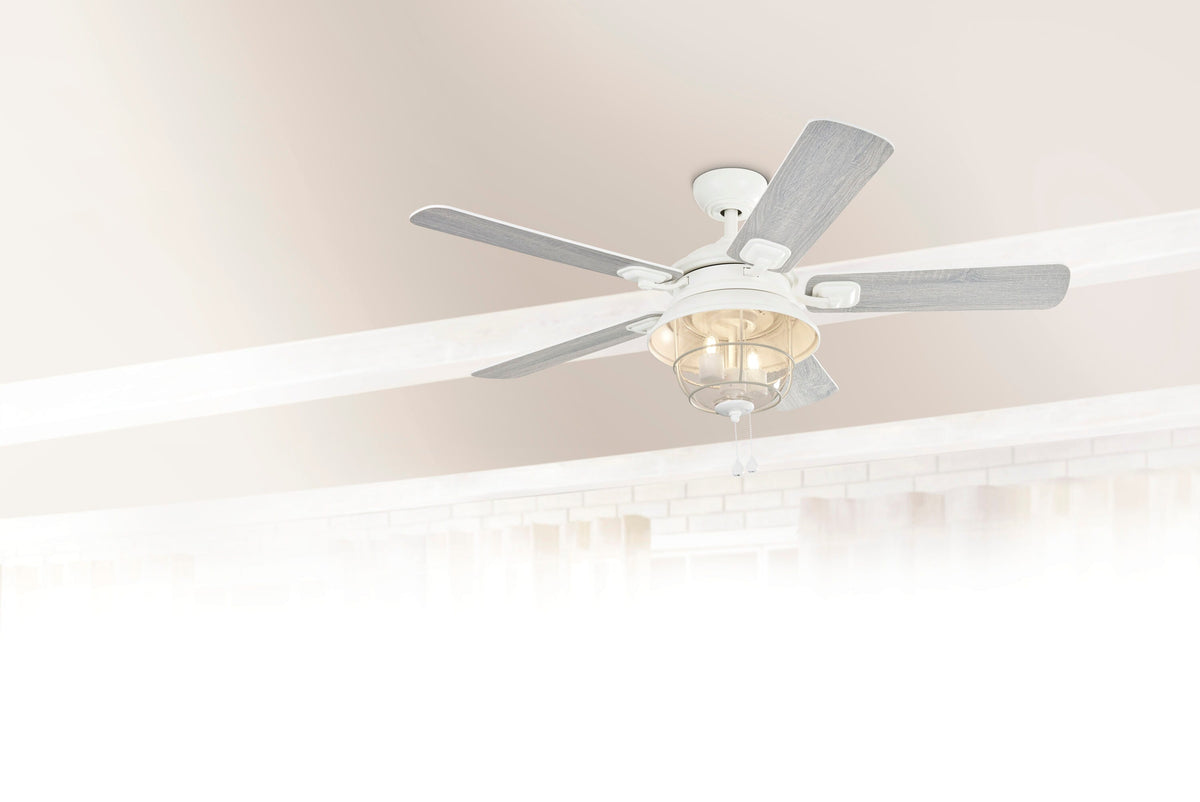 Harbor Breeze Altissa 52-in Matte White LED Indoor/Outdoor Ceiling Fan with Light (5-Blade)