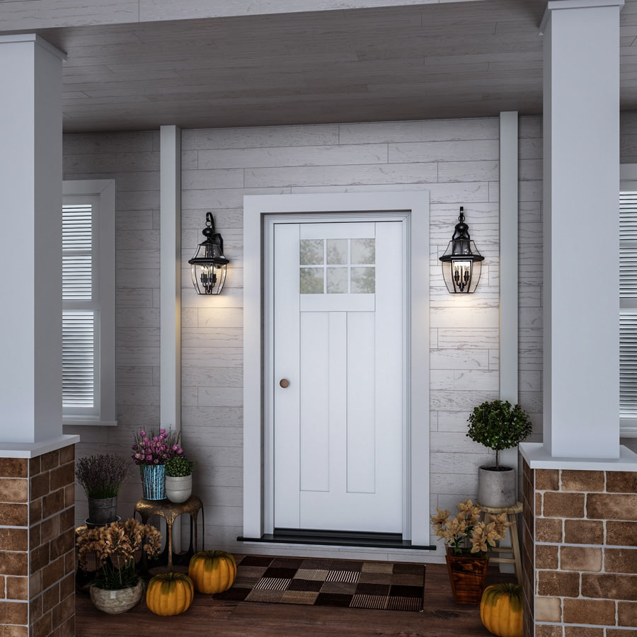 Portfolio Brayden 20.25-in H Matte Black Outdoor Wall Lantern, Candelabra Base (E-12), 2-Light