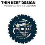 Bosch Edge 7-1/4-in 24-Tooth Tungsten Carbide-Tipped Steel Circular Saw Blade