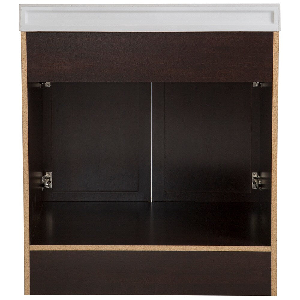 Project Source 30.5-in Java Single Sink Bathroom Vanity with White Cultured Marble Top