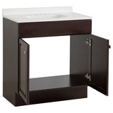 Project Source 30.5-in Java Single Sink Bathroom Vanity with White Cultured Marble Top