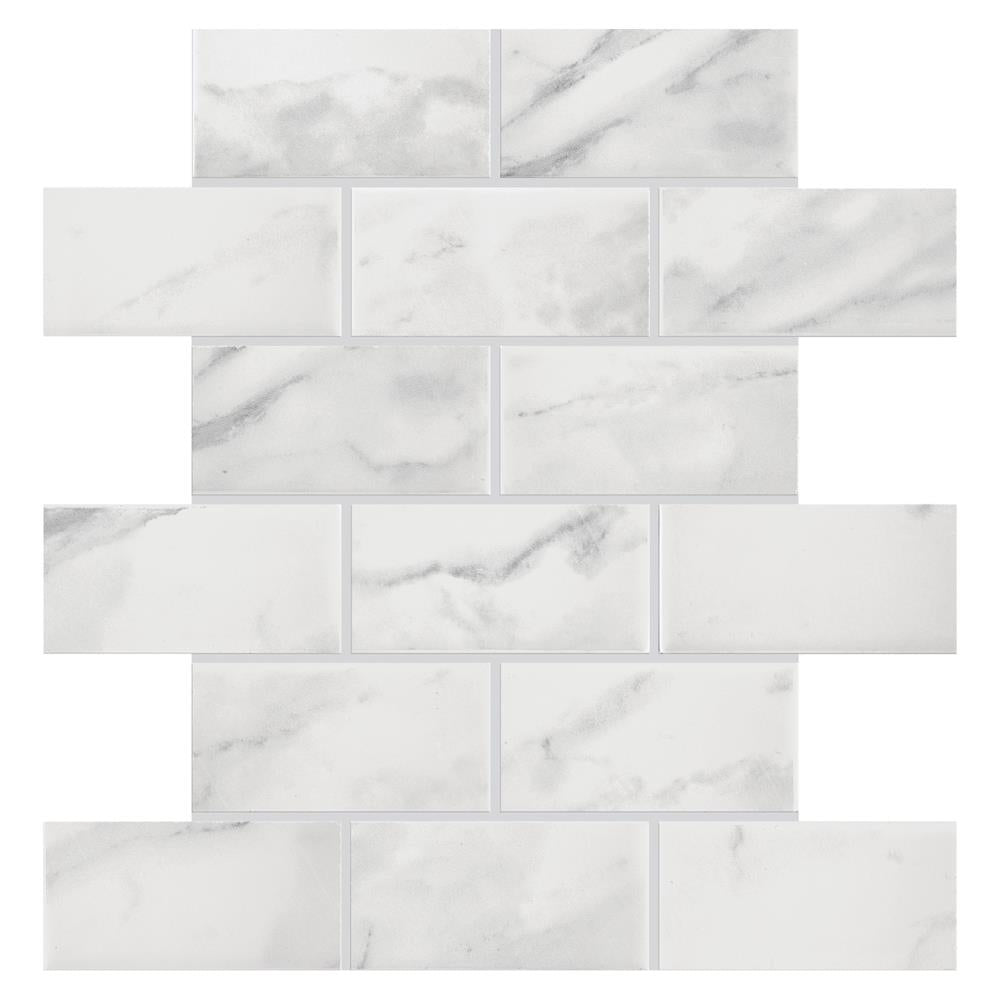 American Olean Mooreland Carrara White 4-in x 4-in Glazed Ceramic Brick Mosaic Wall Tile Sample