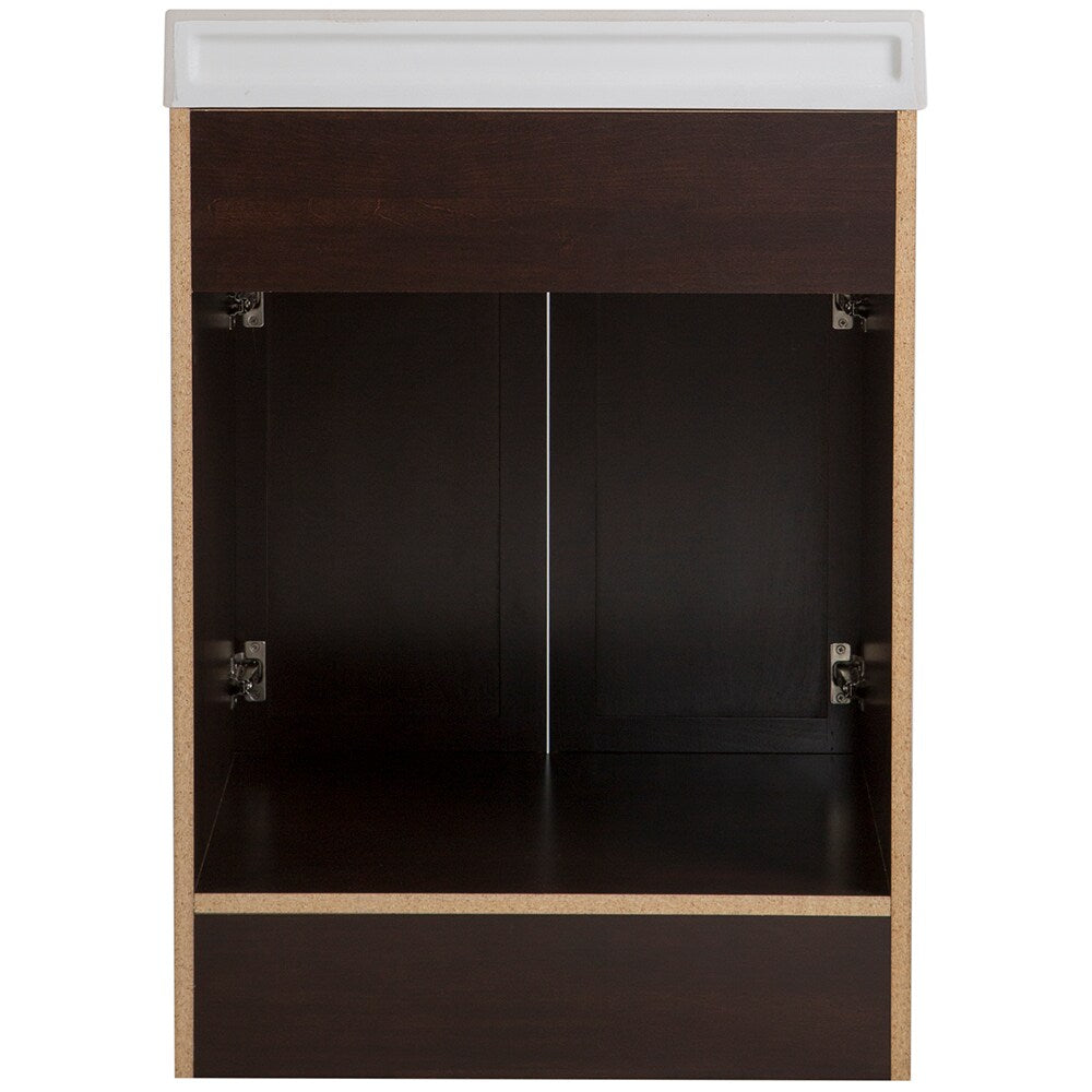 Project Source 24-in Java Single Sink Bathroom Vanity with White Cultured Marble Top
