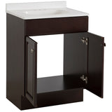 Project Source 24.5-in Java Single Sink Bathroom Vanity with White Cultured Marble Top
