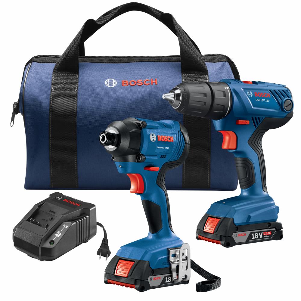 Bosch 18V 2-Tool Cordless Combo Kit with Soft Case, Charger and (2) 2.0Ah Batteries – GXL18V-26B22