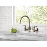 Corin 2-Handle Wall-Mount Kitchen Faucet in Stainless - Super Arbor