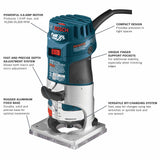 Bosch Colt 1/4-in 1-HP Variable Speed Fixed Corded Palm Router, PR20EVS