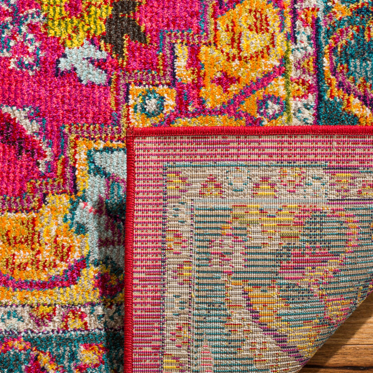 Safavieh Phoenix Ian 3 x 5 Fuchsia/Blue Indoor Distressed Overdyed Vintage Throw Rug