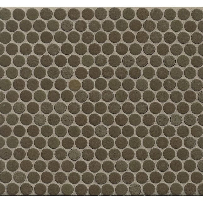 Bedrosians 360 Shale 12-in x 12-in Matte Porcelain Penny Round Floor and Wall Tile (1-sq. ft per Sheet)