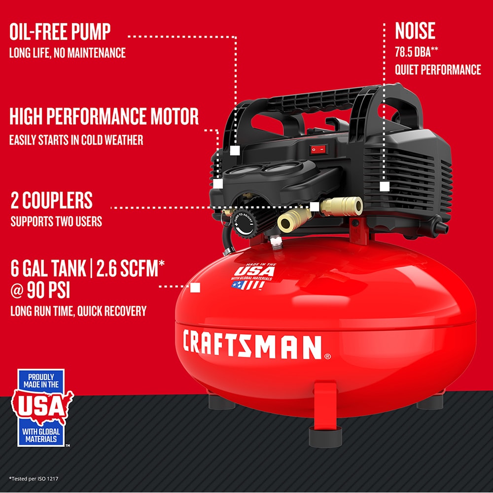 CRAFTSMAN 6-Gallon Single Stage Portable Electric Pancake Air Compressor