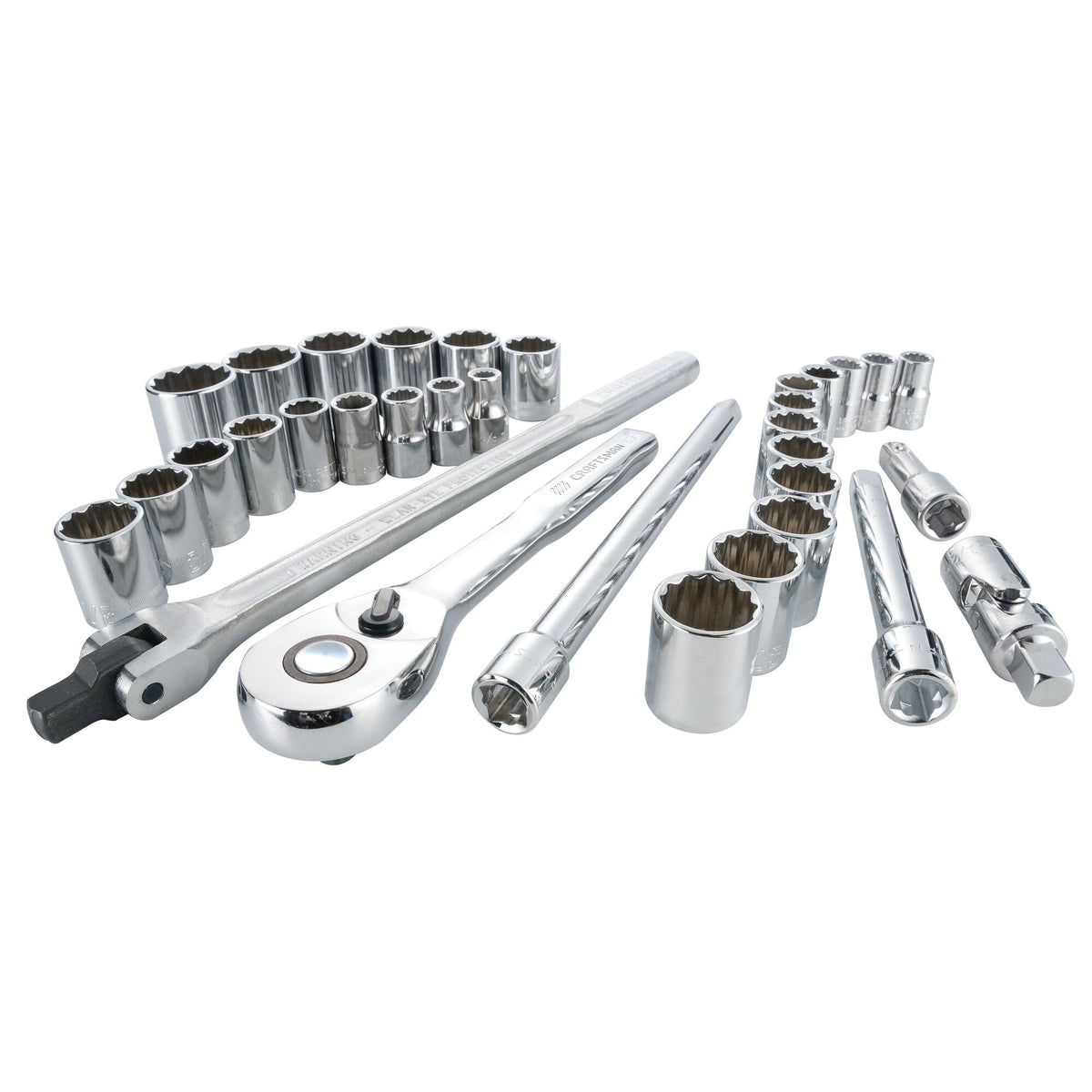 CRAFTSMAN 33-Piece Standard (SAE) and Metric Combination Polished Chrome Mechanics Tool Set, 1/2-in Drive w/ Hard Case