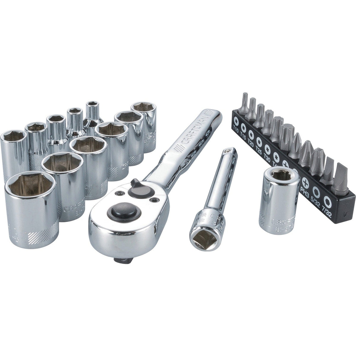 CRAFTSMAN 24-Piece Standard (SAE) Polished Chrome Mechanics Tool Set
