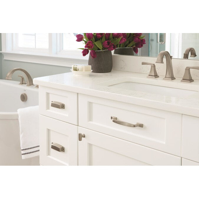 Amerock Highland Ridge 3-1/2-in (89mm) Center to Center Satin Nickel Rectangular Cup Drawer Pull