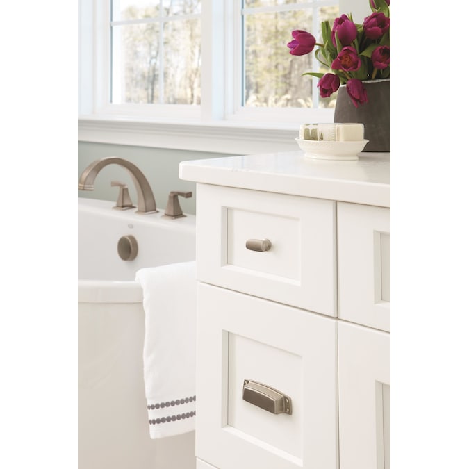 Amerock Highland Ridge 3-1/2-in (89mm) Center to Center Satin Nickel Rectangular Cup Drawer Pull