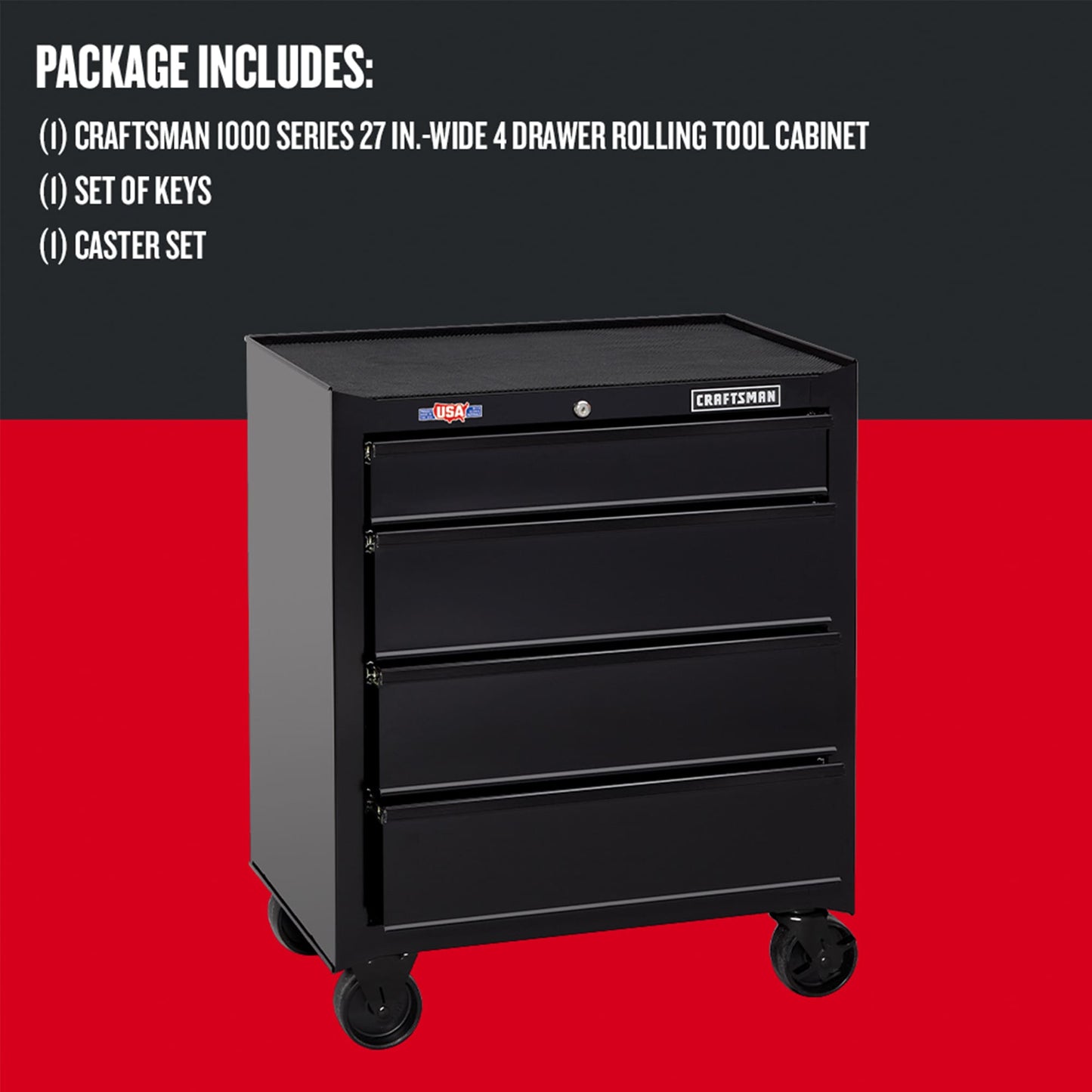 CRAFTSMAN 1000 Series 4-Drawer Steel Rolling Tool Cabinet, Black