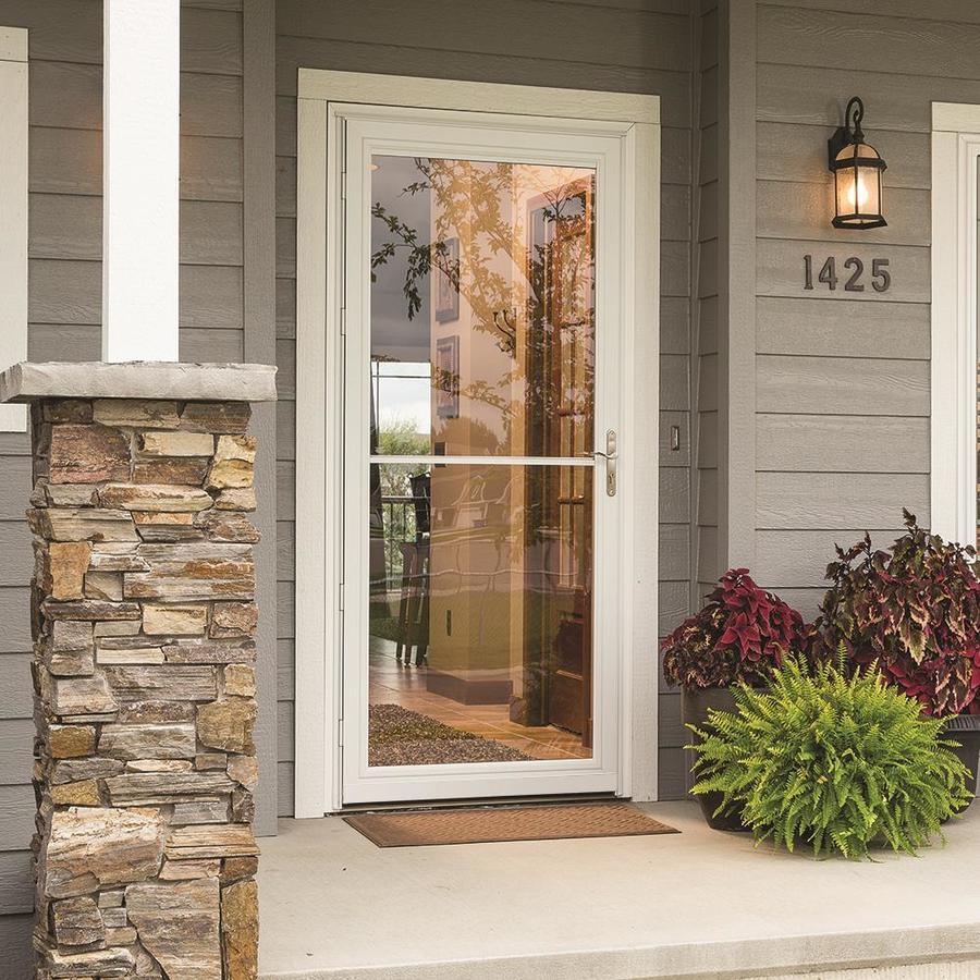 Pella Rolscreen 36-in x 81-in Poplar White Full-View Aluminum Storm Door - Super Arbor