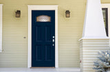Therma-Tru Benchmark Doors Hampton 36-in x 80-in Steel 1/4 Lite Right-Hand Inswing Navy Painted Prehung Single Front Door with Brickmould