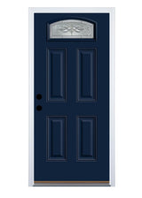 Therma-Tru Benchmark Doors Hampton 36-in x 80-in Steel 1/4 Lite Right-Hand Inswing Navy Painted Prehung Single Front Door with Brickmould