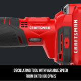 CRAFTSMAN V20 12-Piece 20-Volt Max Cordless Variable-Speed Oscillating Multi-Tool (Tool-Only)